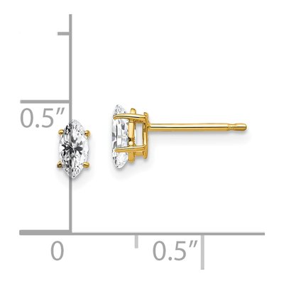 14K Yellow Gold CZ Marquise Stud Earrings – view 5