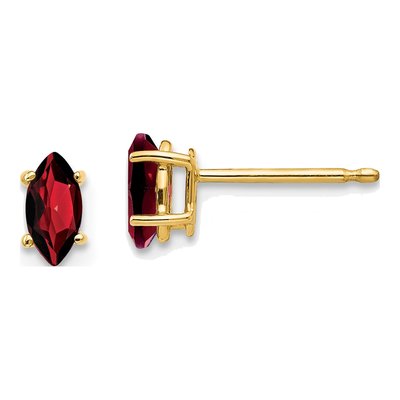 14K Yellow Gold Garnet Marquise Stud Earrings