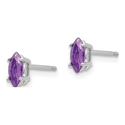 14K White Gold Amethyst Marquise Stud Earrings – view 2