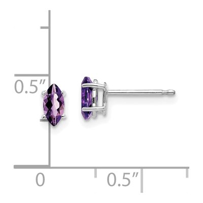 14K White Gold Amethyst Marquise Stud Earrings – view 4