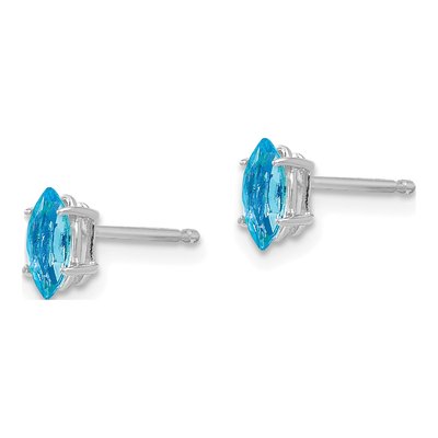 14K White Gold Swiss Blue Topaz Marquise Stud Earrings – view 2