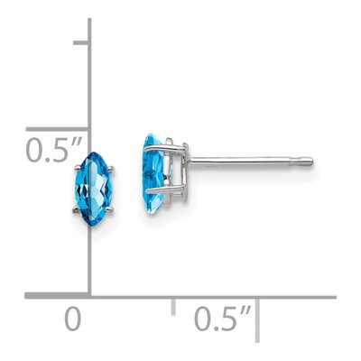 14K White Gold Swiss Blue Topaz Marquise Stud Earrings – view 4