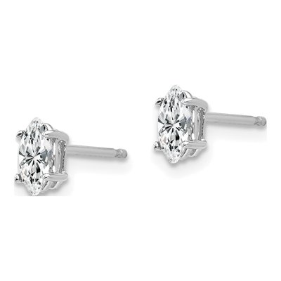 14K White Gold CZ Marquise Stud Earrings – view 3