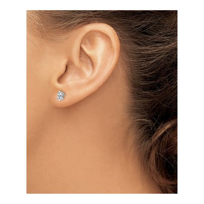 14K White Gold CZ Marquise Stud Earrings – view 4