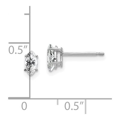14K White Gold CZ Marquise Stud Earrings – view 5