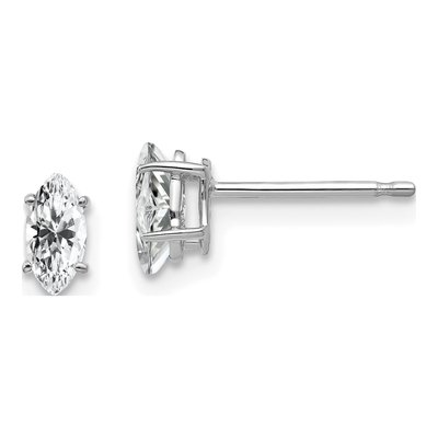 14K White Gold CZ Marquise Stud Earrings