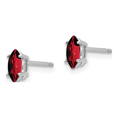 14K White Gold Garnet Marquise Stud Earrings – view 2