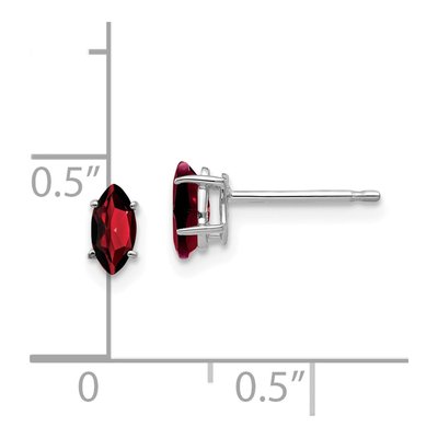 14K White Gold Garnet Marquise Stud Earrings – view 4