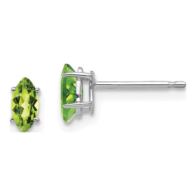 14K White Gold Peridot Marquise Stud Earrings