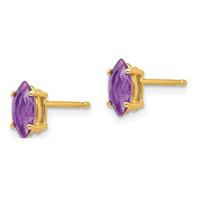 14K Yellow Gold Amethyst Marquise Stud Earrings – view 2