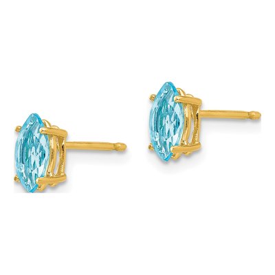14K Yellow Gold Swiss Blue Topaz Marquise Stud Earrings – view 3