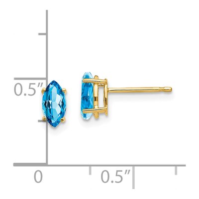14K Yellow Gold Swiss Blue Topaz Marquise Stud Earrings – view 5