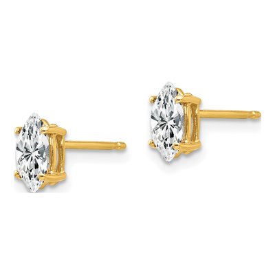 14K Yellow Gold CZ Marquise Stud Earrings – view 2