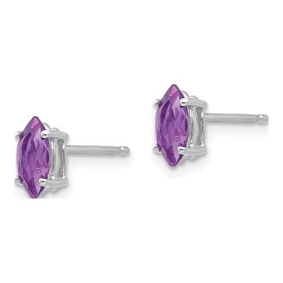 14K White Gold Amethyst Marquise Stud Earrings – view 3