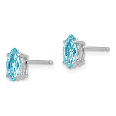 14K White Gold Swiss Blue Topaz Marquise Stud Earrings – view 2