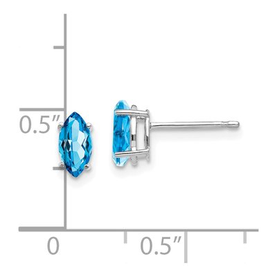 14K White Gold Swiss Blue Topaz Marquise Stud Earrings – view 4