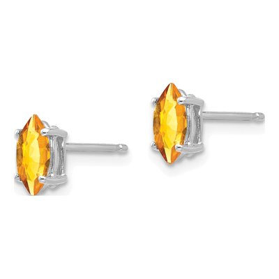 14K White Gold Citrine Marquise Stud Earrings – view 2