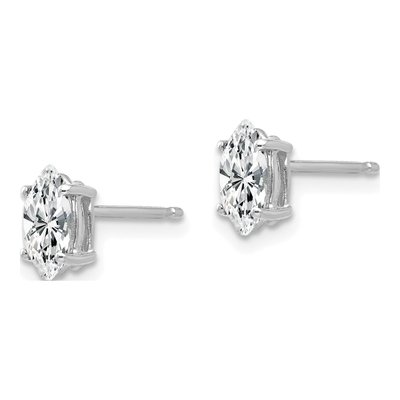 14K White Gold CZ Marquise Stud Earrings – view 2