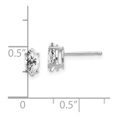 14K White Gold CZ Marquise Stud Earrings – view 4