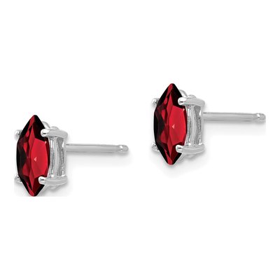 14K White Gold Garnet Marquise Stud Earrings – view 3