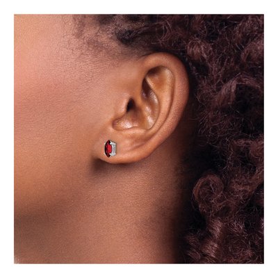 14K White Gold Garnet Marquise Stud Earrings – view 4