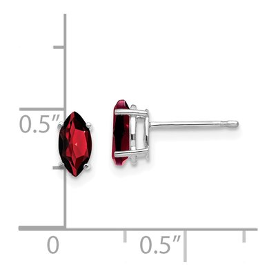 14K White Gold Garnet Marquise Stud Earrings – view 5