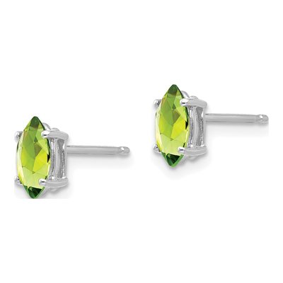 14K White Gold Peridot Marquise Stud Earrings – view 2