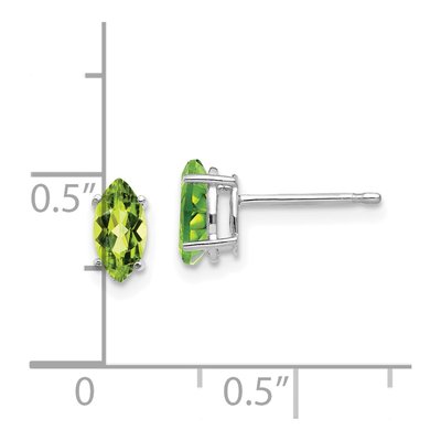14K White Gold Peridot Marquise Stud Earrings – view 4