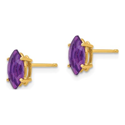 14K Yellow Gold Amethyst Marquise Stud Earrings – view 2