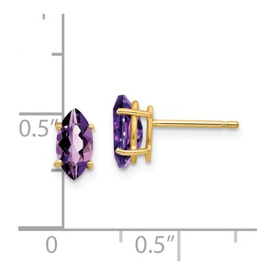 14K Yellow Gold Amethyst Marquise Stud Earrings – view 4