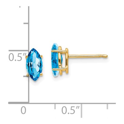 14K Yellow Gold Swiss Blue Topaz Marquise Stud Earrings – view 4