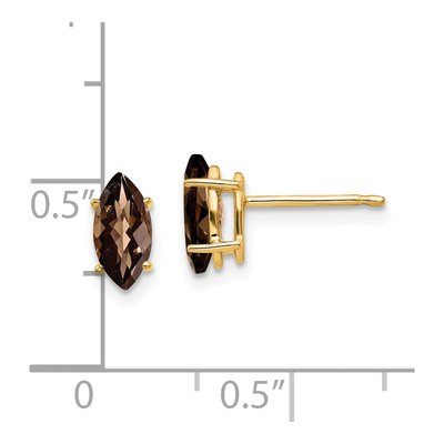 14K Yellow Gold Smoky Quartz Marquise Stud Earrings – view 4