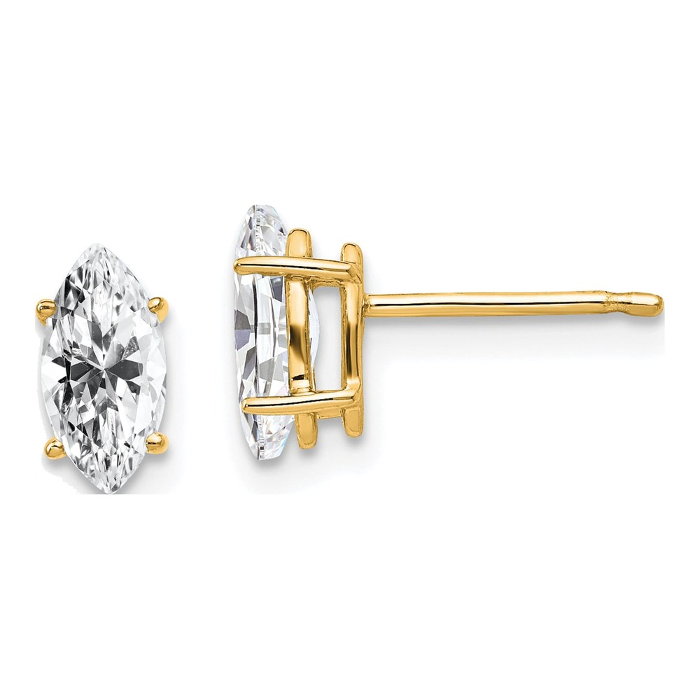 14K Yellow Gold CZ Marquise Stud Earrings