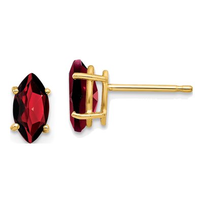 14K Yellow Gold Garnet Marquise Stud Earrings