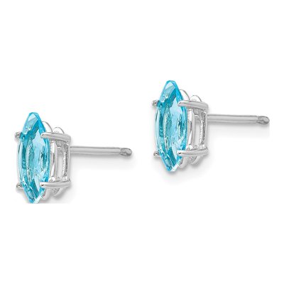14K White Gold Marquise Blue Topaz Earring Mounting – view 2