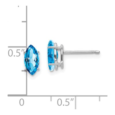 14K White Gold Marquise Blue Topaz Earring Mounting – view 3