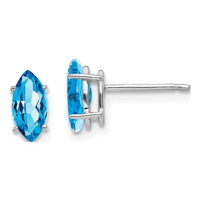 14K White Gold Marquise Blue Topaz Earring Mounting