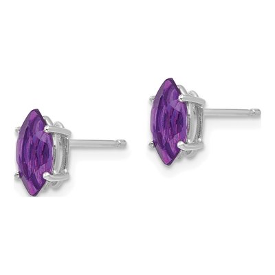 14K White Gold Amethyst Marquise Stud Earrings – view 2