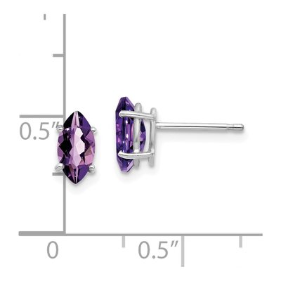 14K White Gold Amethyst Marquise Stud Earrings – view 4