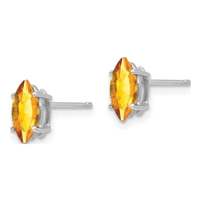 14K White Gold Citrine Marquise Stud Earrings – view 2