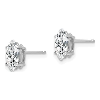14K White Gold CZ Marquise Stud Earrings – view 3
