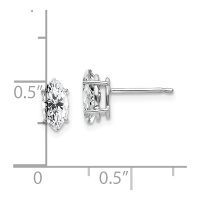 14K White Gold CZ Marquise Stud Earrings – view 5