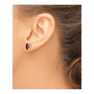 14K White Gold Garnet Marquise Stud Earrings – view 3