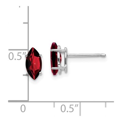 14K White Gold Garnet Marquise Stud Earrings – view 4