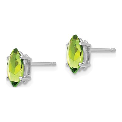 14K White Gold Peridot Marquise Stud Earrings – view 2