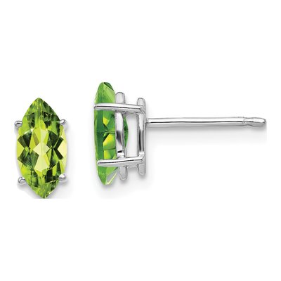 14K White Gold Peridot Marquise Stud Earrings