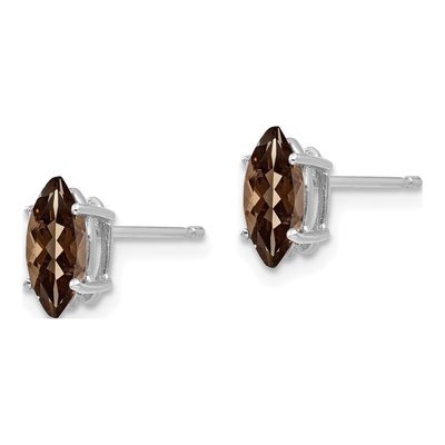 14K White Gold Smoky Quartz Marquise Stud Earrings – view 4