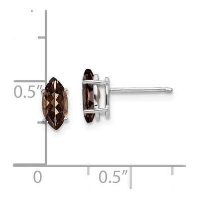 14K White Gold Smoky Quartz Marquise Stud Earrings – view 6
