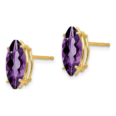 14K Yellow Gold Amethyst Marquise Stud Earrings – view 2