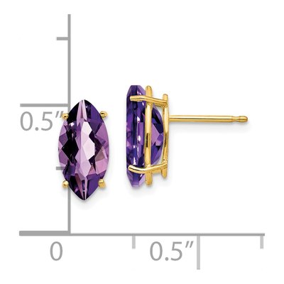14K Yellow Gold Amethyst Marquise Stud Earrings – view 4